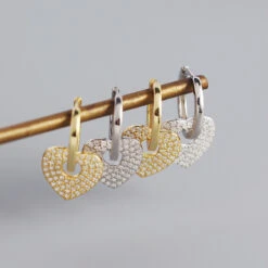 S925 Silver Geometric Heart Diamond Earrings Wholesale Nihaojewelry -Cheap Jewelry Store 1430357971417829376
