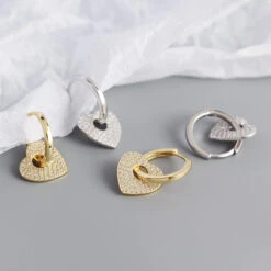 S925 Silver Geometric Heart Diamond Earrings Wholesale Nihaojewelry -Cheap Jewelry Store 1430357979210846208