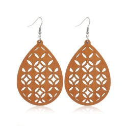 New Wooden Earrings Fashion Exaggerated Personality Hollow Geometric Coffee Color Wood Earrings Wholesale -Cheap Jewelry Store 1443023513580605440