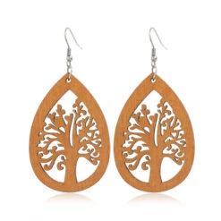 New Wooden Earrings Fashion Exaggerated Personality Hollow Geometric Coffee Color Wood Earrings Wholesale -Cheap Jewelry Store 1443023521205850112