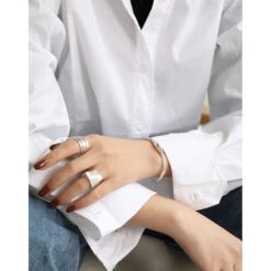 217 Korean S925 Sterling Silver Bracelet New Bangle Simple Irregular Concave Convex Surface Glossy Racelet -Cheap Jewelry Store 1444847920762458112