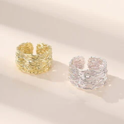Korean S925 Silver Simple Irregular Geometric Texture Texture Open Ring Wholesale -Cheap Jewelry Store 1458276769848233984 1