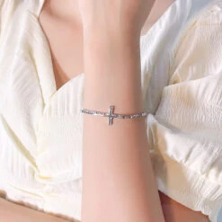 Sl006 Korean Style S925 Silver Bracelet Women's Graceful And Fashionable Texture Cross Bracelet Personality Hand Jewelry -Cheap Jewelry Store 1458278261258850304