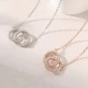 Korean Female Design Full Diamond Double Ring Pendant S925 Silver Necklace Wholesale -Cheap Jewelry Store 1458278513638510592