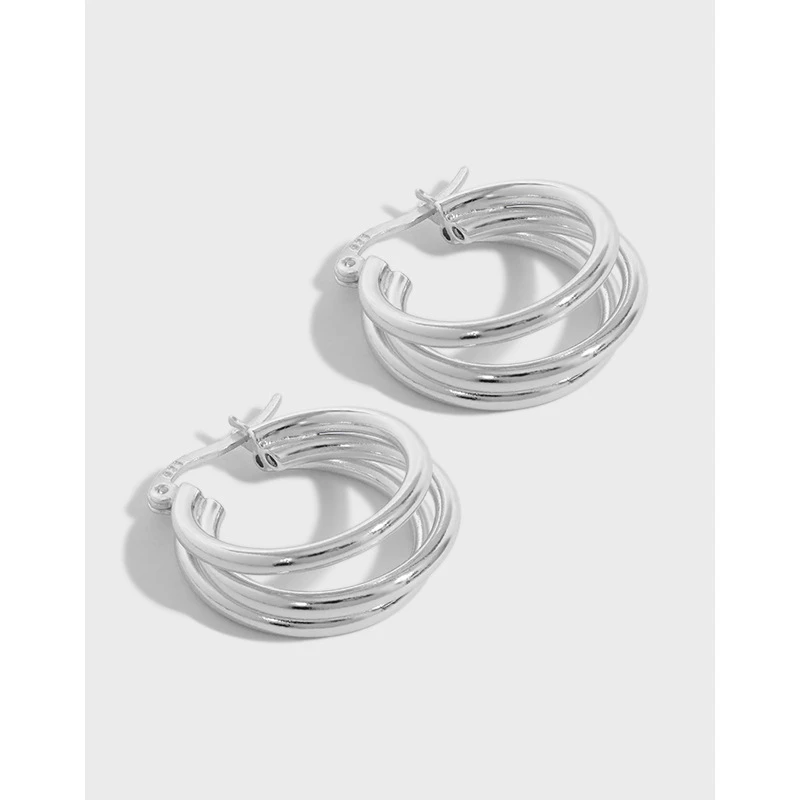 Korean Niche Design Sense Simple Geometric Multi-layer Circle S925 Sterling Silver Earrings 3 Korean Niche Design Sense Simple Geometric Multi-layer Circle S925 Sterling Silver Earrings