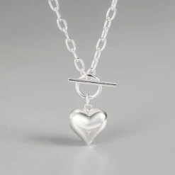 Korea Retro 925 Sterling Silver Heart Necklace Female OT Buckle Necklace Wholesale -Cheap Jewelry Store 1458305097795768320 1