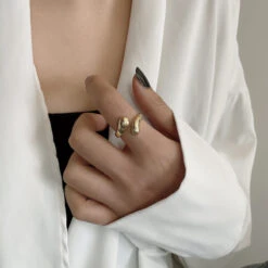 Korea 925 Sterling Silver Drop Ring Female Open Ring Creative Index Finger Ring -Cheap Jewelry Store 1458307672209231872