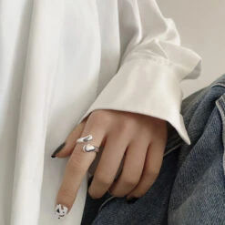 Korea 925 Sterling Silver Drop Ring Female Open Ring Creative Index Finger Ring -Cheap Jewelry Store 1458307679708647424