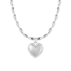 Korea's 925 Sterling Silver Heart Necklace Simple Clavicle Chain -Cheap Jewelry Store 1460447473154789376