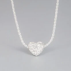 Korean S925 Sterling Silver Folds Heart-shaped Lavicle Chain Silver Jewelry -Cheap Jewelry Store 1460447592159776768 1