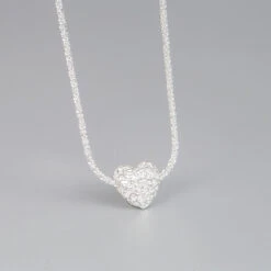 Korean S925 Sterling Silver Folds Heart-shaped Lavicle Chain Silver Jewelry -Cheap Jewelry Store 1460447599965376512
