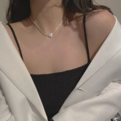 Korean S925 Sterling Silver Folds Heart-shaped Lavicle Chain Silver Jewelry -Cheap Jewelry Store 1460447615379443712