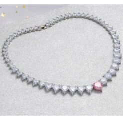 New Peach Heart Zircon Necklace Pink Heart Necklace Cross-border Exclusively Necklace -Cheap Jewelry Store 1468151740841988096