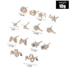 Fashion Rhinestone Skull Butterfly Snake 7 Pairs Earrings Set -Cheap Jewelry Store 1496026202056560640