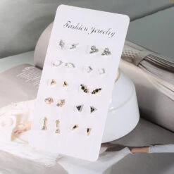 Fashion Bee Pyramid Geometric Diamond Alloy Earrings 10 Pairs Of Sets -Cheap Jewelry Store 1501014452185731072