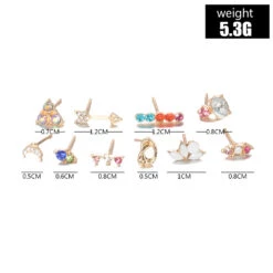 Fashion Simple Color Diamond 5 Pairs Of Earrings Alloy Earrings -Cheap Jewelry Store 1501014519294595072