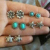 Fashion 5 Pairs Of Starfish Turtle Turquoise Earrings Alloy Earrings -Cheap Jewelry Store 1501014659594063872