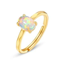 Synthetic Opal Simple 925 Silver Gold-plated Female Geometric 10k Gold Ring 9 Synthetic Opal Simple 925 Silver Gold-plated Female Geometric 10k Gold Ring -Cheap Jewelry Store 1503913510168563712 1