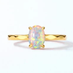 Synthetic Opal Simple 925 Silver Gold-plated Female Geometric 10k Gold Ring 13 Synthetic Opal Simple 925 Silver Gold-plated Female Geometric 10k Gold Ring -Cheap Jewelry Store 1503913540073951232