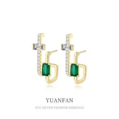 Fashion S925 Sterling Silver Inlaid Color Zirconium Rectangular Stud Earrings -Cheap Jewelry Store 1506084015109705728 1