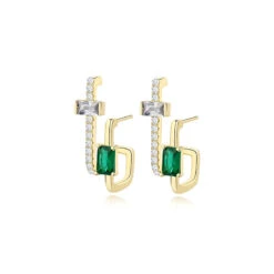 Fashion S925 Sterling Silver Inlaid Color Zirconium Rectangular Stud Earrings -Cheap Jewelry Store 1506084045690376192