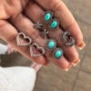 Fashion Retro Heart-shaped Star Turquoise Alloy Stud Earrings