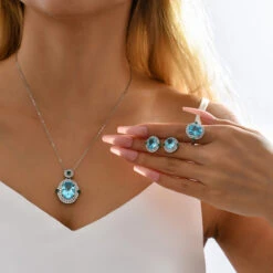 Fashion Geometric Copper Plating Inlay Zircon Rings Earrings Necklace 1 Set -Cheap Jewelry Store 1545672000859672576