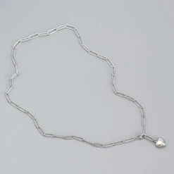 Fashion Heart Shape Silver Necklace Patchwork Stainless Steel Necklaces -Cheap Jewelry Store 1557901534455533568