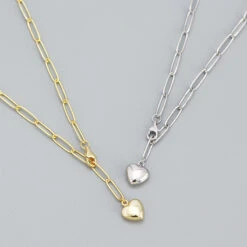 Fashion Heart Shape Silver Necklace Patchwork Stainless Steel Necklaces -Cheap Jewelry Store 1557985440139710464 1
