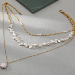 Fashion Irregular Stainless Steel Layered Necklaces Pearl Stainless Steel Necklaces 1 Piece -Cheap Jewelry Store 1565186703830945792