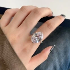 Simple Style Oval Sterling Silver Plating Zircon Rings -Cheap Jewelry Store 1572078294369701888