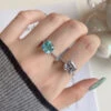 Fashion Square Sterling Silver Plating Inlay Zircon Rings 1 Piece -Cheap Jewelry Store 1584391977988919296