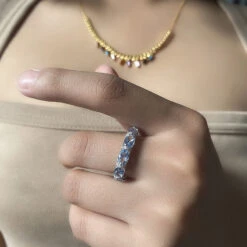 Fashion Geometric Sterling Silver Inlay Gem Rings -Cheap Jewelry Store 1591265919030661120