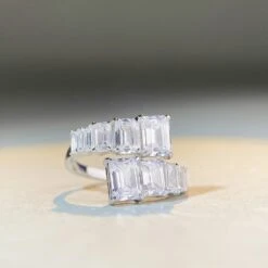 Fashion Geometric Sterling Silver Inlay Zircon Open Ring 1 Piece -Cheap Jewelry Store 1591266146018004992