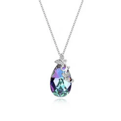 Fashion Butterfly Austrian Crystal Sterling Silver Water Drop Pendant Necklace -Cheap Jewelry Store 1591267356536082432