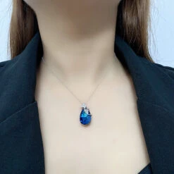 Fashion Butterfly Austrian Crystal Sterling Silver Water Drop Pendant Necklace -Cheap Jewelry Store 1591267406813204480