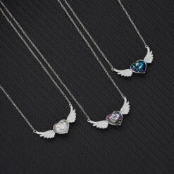 Simple Style Heart Shape Wings Austrian Crystal Sterling Silver Inlaid Zircon Necklace 1 Piece -Cheap Jewelry Store 1591268029717680128
