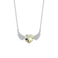 Simple Style Heart Shape Wings Austrian Crystal Sterling Silver Inlaid Zircon Necklace 1 Piece -Cheap Jewelry Store 1591268045316296704