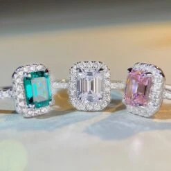 Cute Rectangle Sterling Silver Plating Zircon Rings 1 Piece -Cheap Jewelry Store 1591268462192365568 1