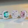 Cute Rectangle Sterling Silver Plating Zircon Rings 1 Piece -Cheap Jewelry Store 1591268462192365568