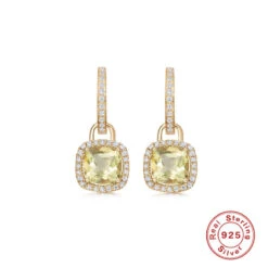 INS Style Square Sterling Silver Inlay Zircon Drop Earrings 1 Pair -Cheap Jewelry Store 1594859920015101952
