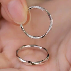 Glam Geometric Sterling Silver Plating Zircon Open Ring 2 Pieces -Cheap Jewelry Store 1597108573853323264