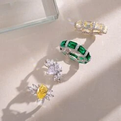 Retro Geometric Water Droplets Sterling Silver Inlay Zircon Rings 1 Piece -Cheap Jewelry Store 1597426274605862912 1