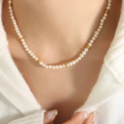 Elegant Irregular Freshwater Pearl Titanium Steel Beaded Plating Necklace -Cheap Jewelry Store 1597786839698247680 1