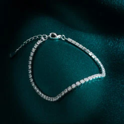 Fashion Solid Color S925 Silver Inlay Zircon Bracelets 1 Piece