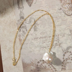 Retro Irregular Natural Freshwater Pearl Plating Pendant Necklace 1 Piece -Cheap Jewelry Store 1602874343325569024