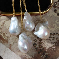 Retro Irregular Natural Freshwater Pearl Plating Pendant Necklace 1 Piece -Cheap Jewelry Store 1602874346991390720
