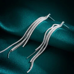 Fashion Tassel Sterling Silver Inlay Zircon Drop Earrings 1 Pair -Cheap Jewelry Store 1603686863552516096