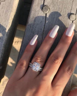 Fashion Square Sterling Silver Inlay Artificial Diamond Rings 1 Piece -Cheap Jewelry Store 1607971787365289984