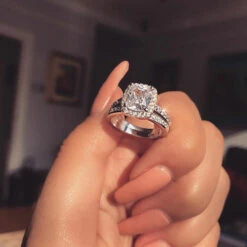 Fashion Square Sterling Silver Inlay Artificial Diamond Rings 1 Piece -Cheap Jewelry Store 1607971840561647616